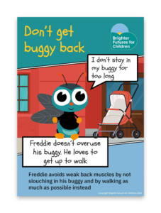 Poster of Freddie Future with messaging about avoiding 'buggy back'